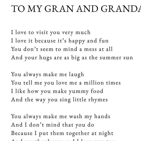 TO GRAN AND GRANDAD - FROM A LITTLE ONE