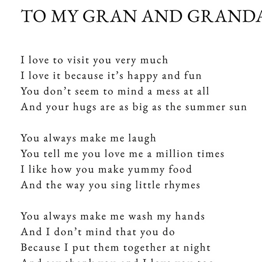 TO GRAN AND GRANDAD - FROM A LITTLE ONE